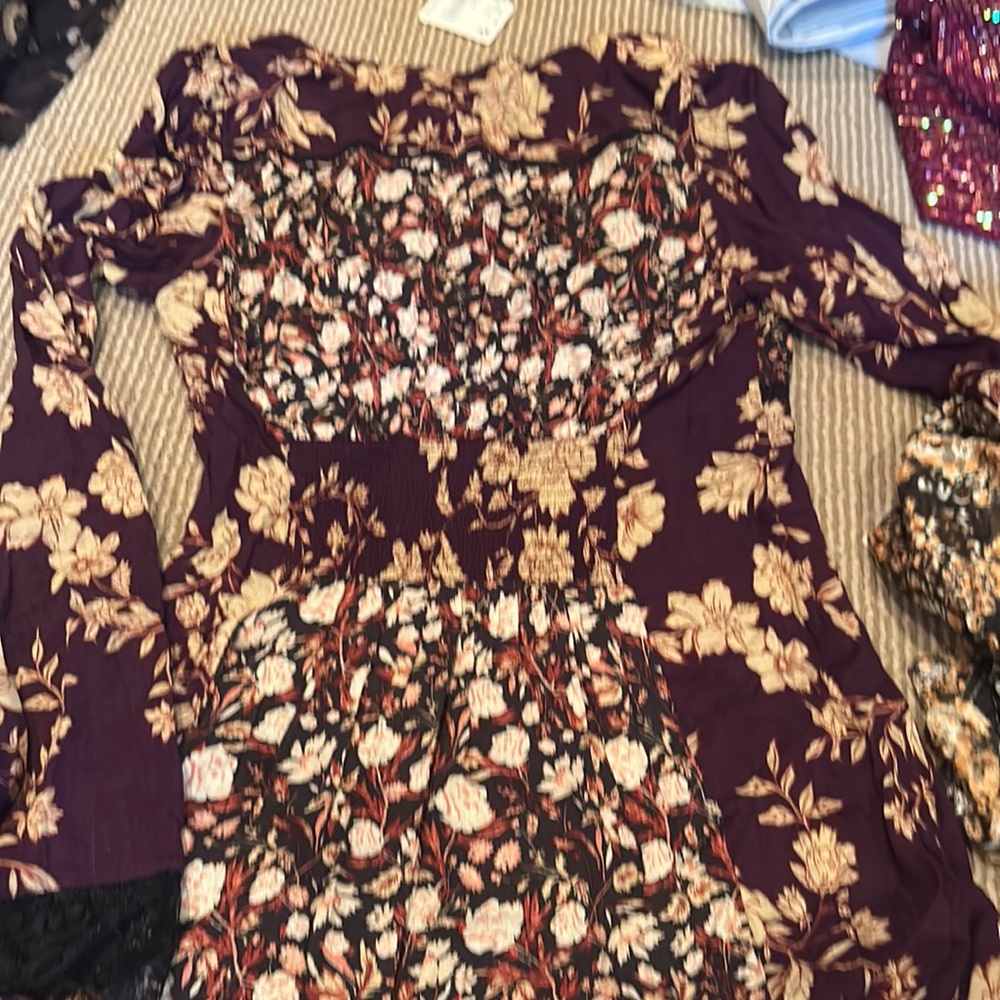 (5 for $75) NWT FREE PEOPLE odette printed tunic in espresso combo - Picture 15 of 16